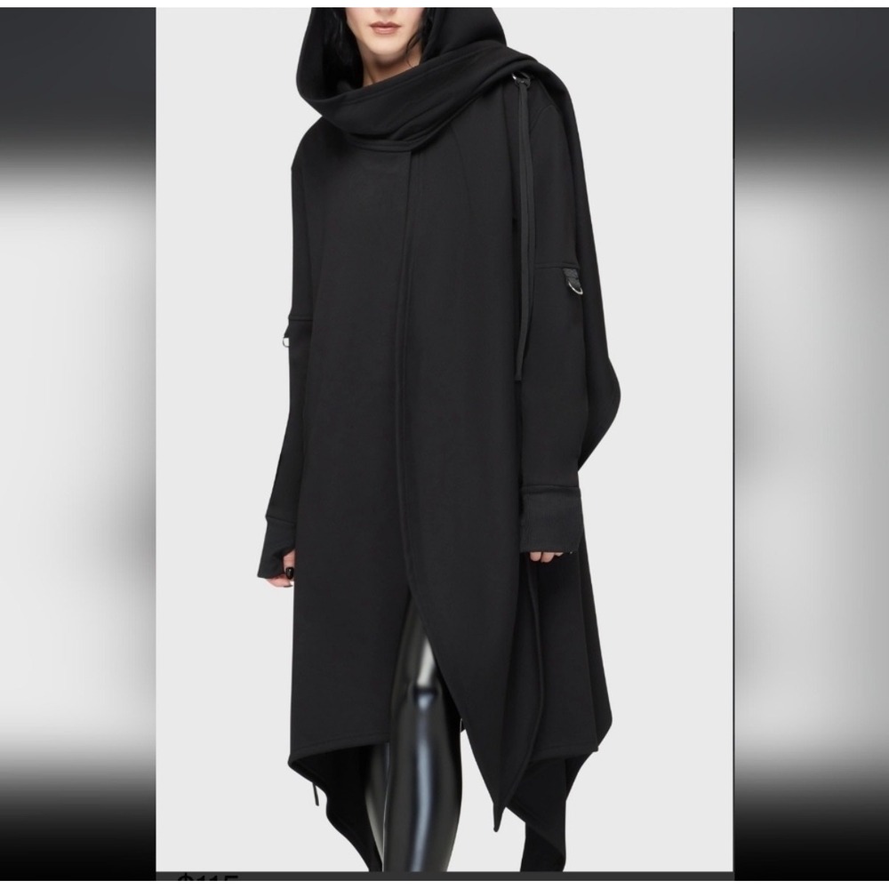 Killstar Assassins Hooded Cardigan Unisex XS Black Draped Goth Witchy Emo Cloak